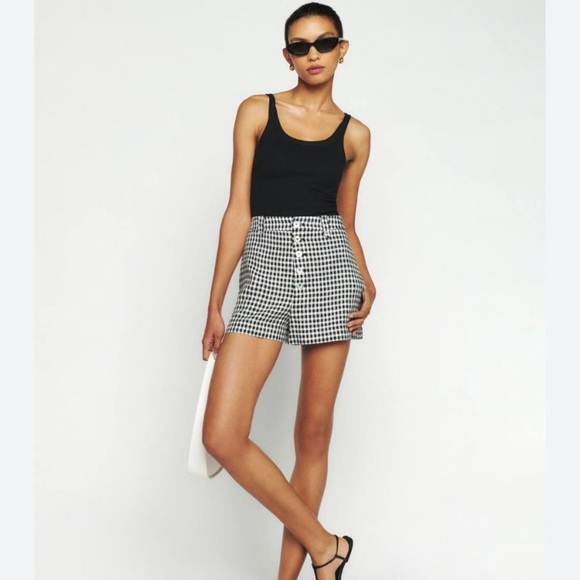 Reformation Grayson Linen Gingham Shorts - Size 12